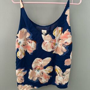 A New Day Floral Tank Top - Navy and Pink